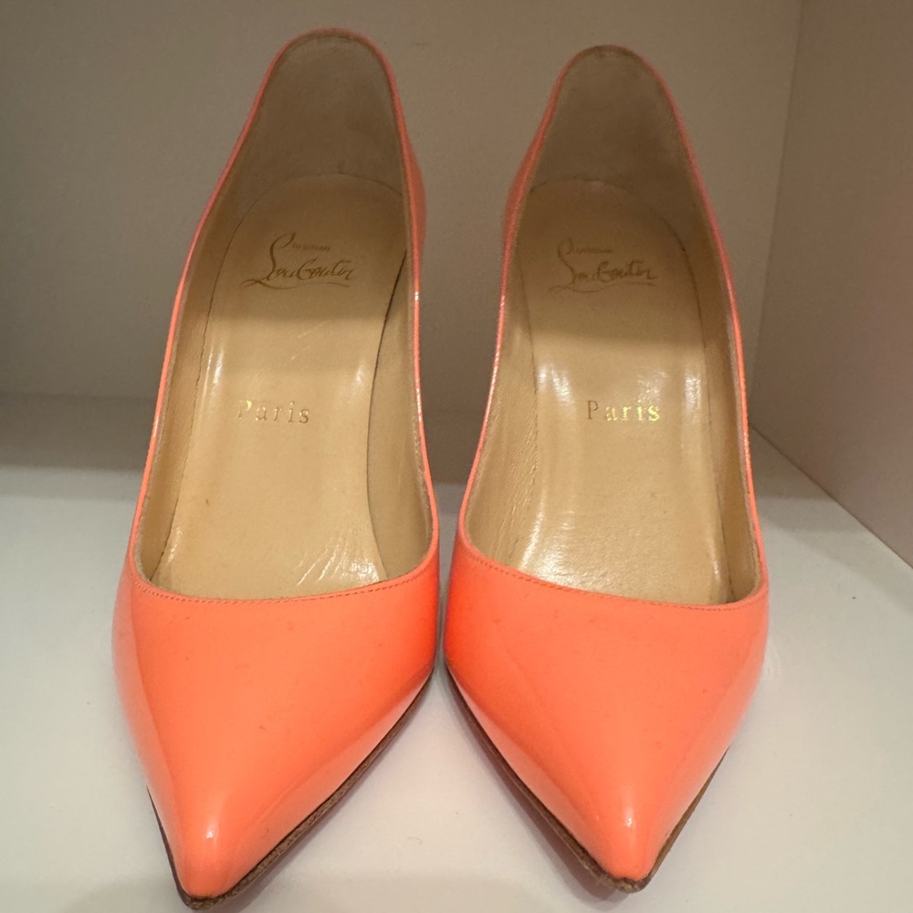 Christian Louboutin Pigalle Follies Patent Heels in Flamingo